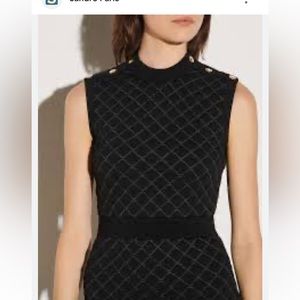 Sandro black quilted sleeveless dress with gold  buttons size small